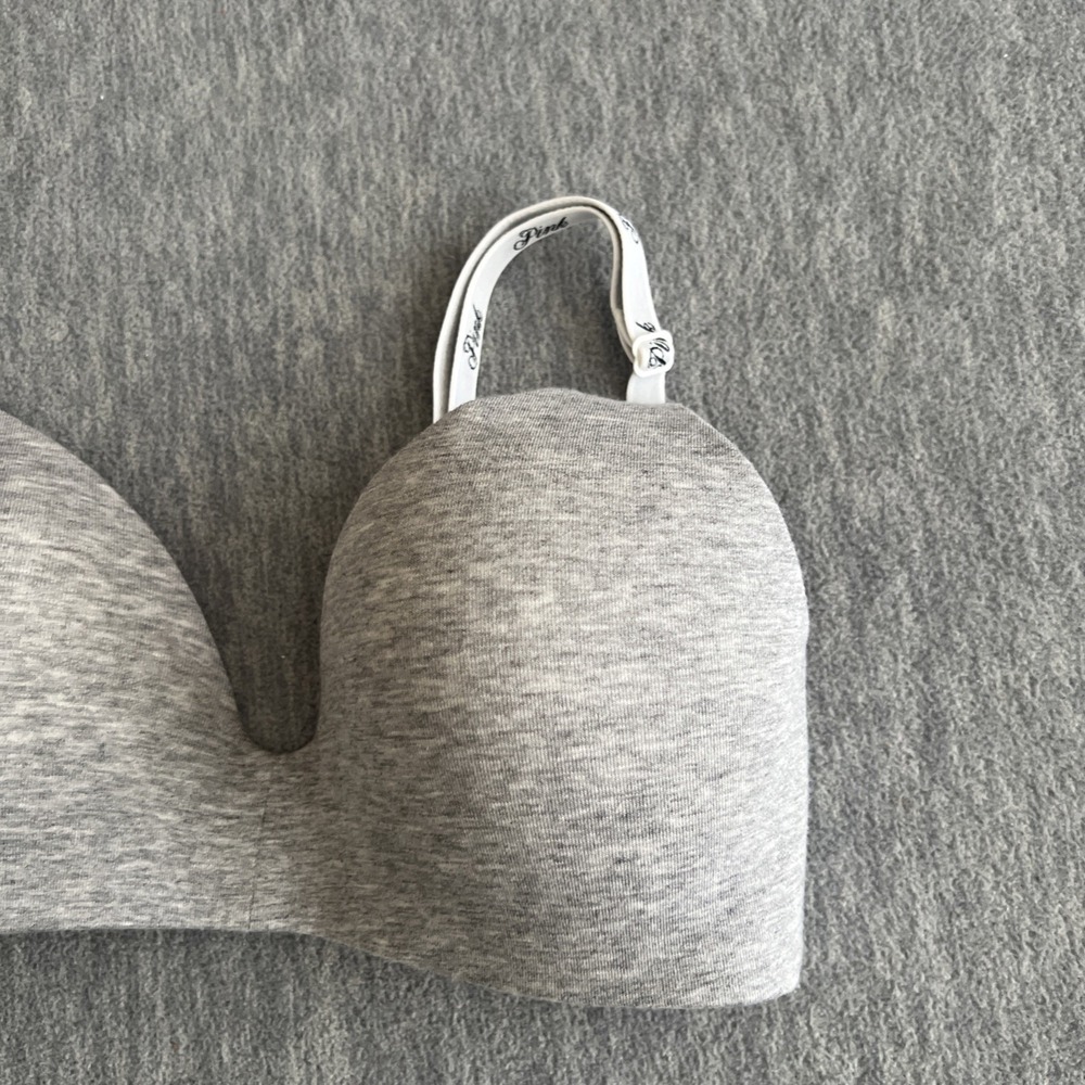 Victoria's Secret PINK Bra 32C Wear Everywhere Wireless Gray Lightly Padded EUC - Picture 3 of 12